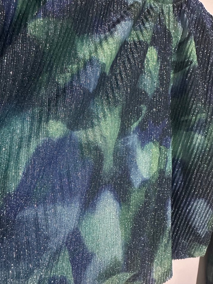 Yeşil Pilili Kadın Bluz - Uzun Kollu, Balıkçı Yaka - Görsel 2