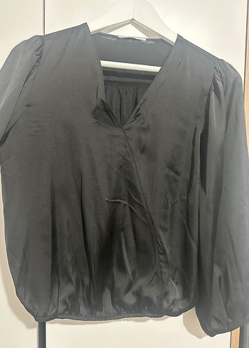 Siyah V Yaka Uzun Kollu Kadın Bluz - Görsel 2