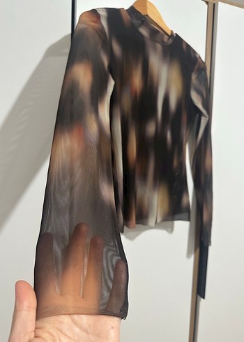 Şeffaf, Bağlama Desenli, Balıkçı Yaka Kadın Bluz - Görsel 2