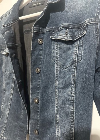 Düğmeli Mavi Kot Ceket, Normal Boy, İnce Kesim - Görsel 2