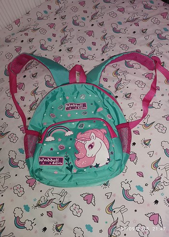 Turkuaz Unicorn Desenli Çocuk Sırt Çantası