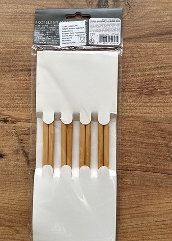 Bej Renkli Çiçek Desenli 8 Parça Ahşap Chopstick - Görsel 2