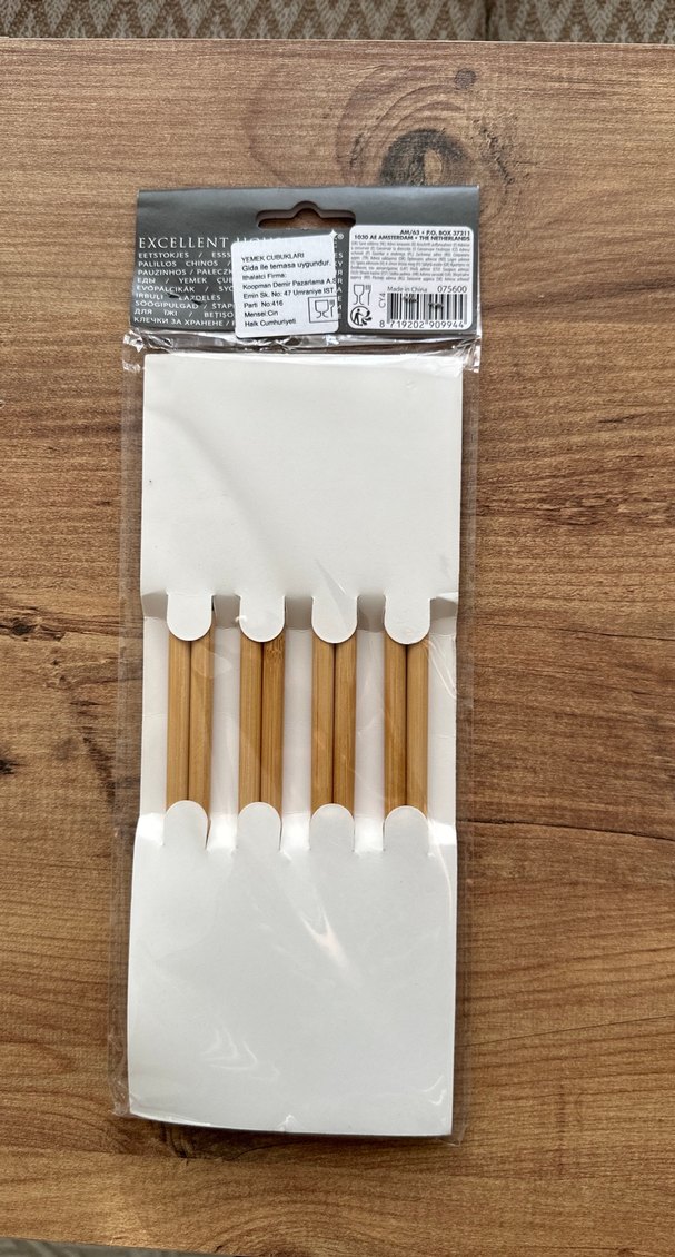 Bej Renkli Çiçek Desenli 8 Parça Ahşap Chopstick - Görsel 2