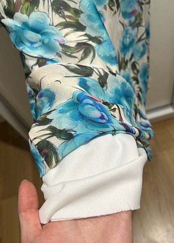 Mavi Çiçekli Uzun Elbise - Görsel 5