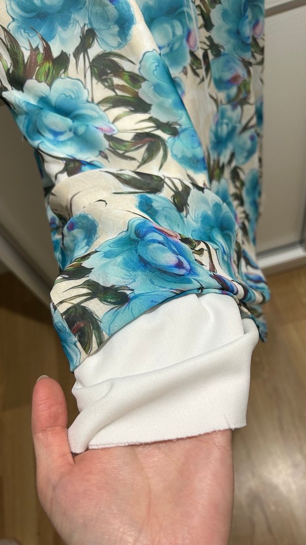 Mavi Çiçekli Uzun Elbise - Görsel 5