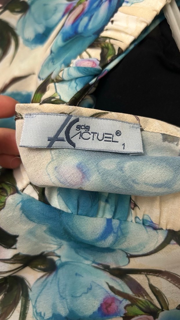 Mavi Çiçekli Uzun Elbise - Görsel 4