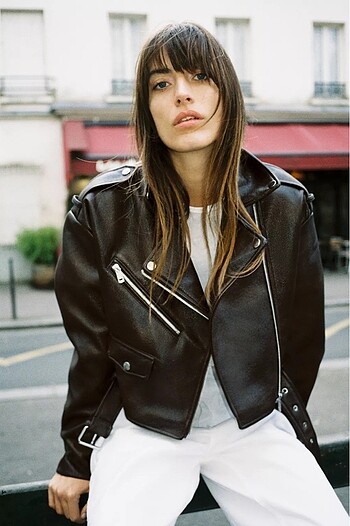 Zara Parlak Efektli Biker Ceket