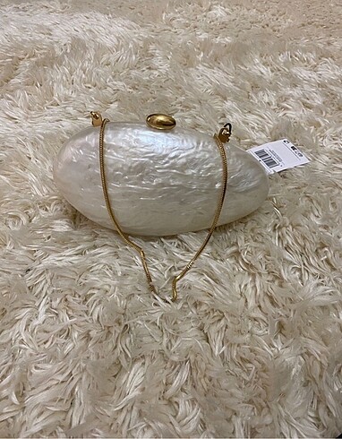 Mango İnci Görünümlü Clutch Çanta