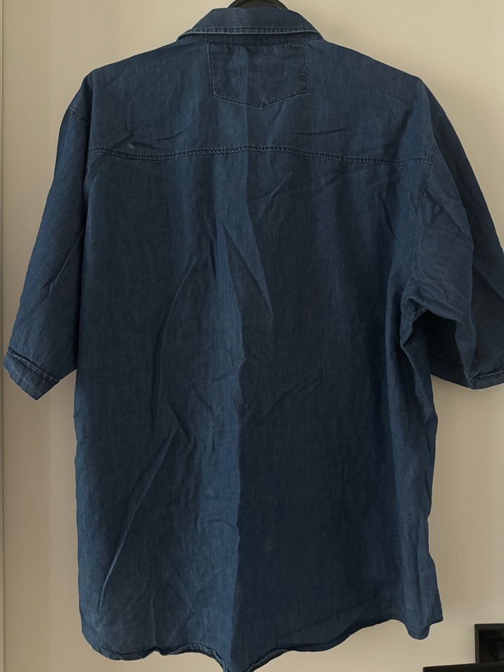 Erkek Lacivert Kısa Kollu Denim Gömlek - Görsel 3