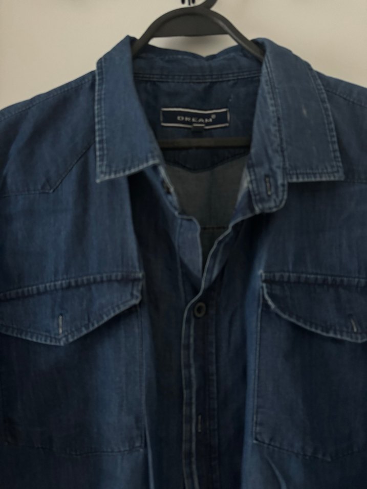 Erkek Lacivert Kısa Kollu Denim Gömlek - Görsel 2