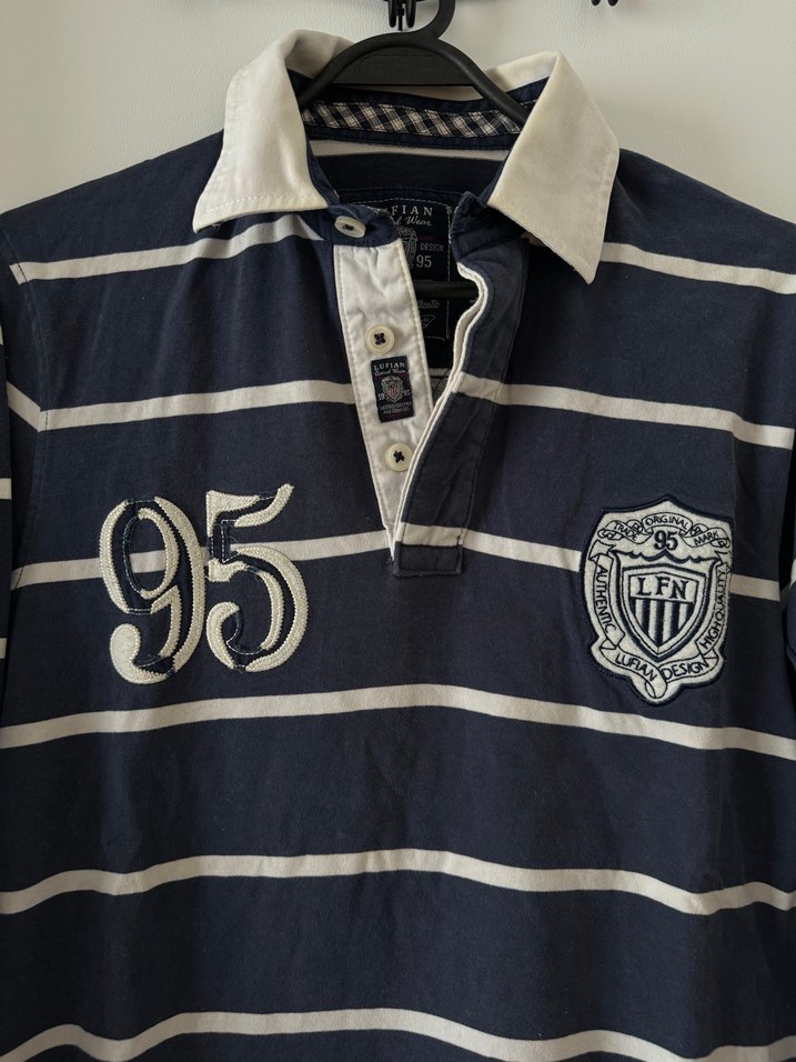 Erkek Uzun Kollu Çizgili Polo Tişört - Lufian Sweatshirt - Görsel 2