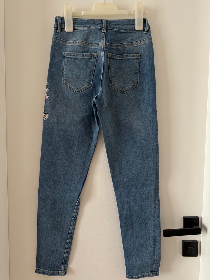 Nakışlı Mavi Kadın Denim Pantolon - Görsel 4