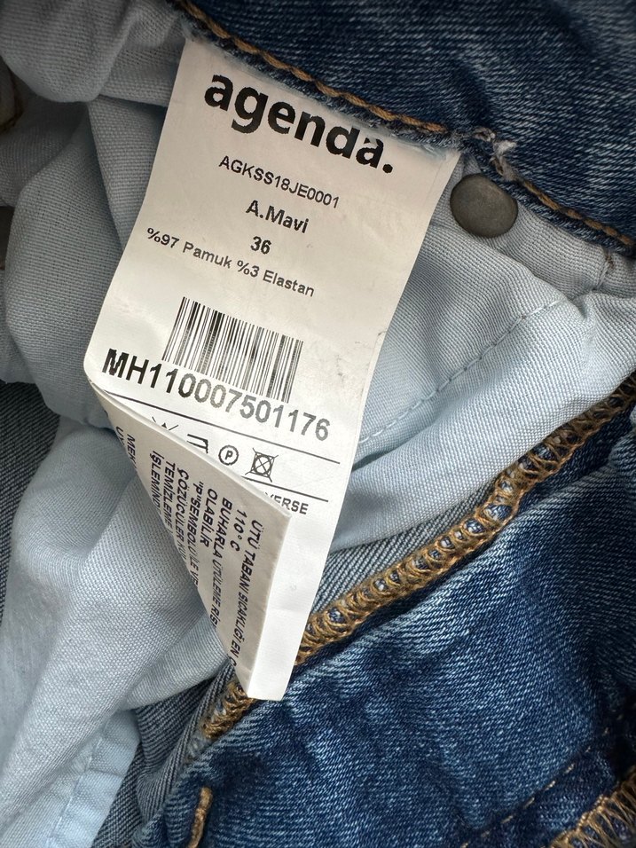 Nakışlı Mavi Kadın Denim Pantolon - Görsel 5