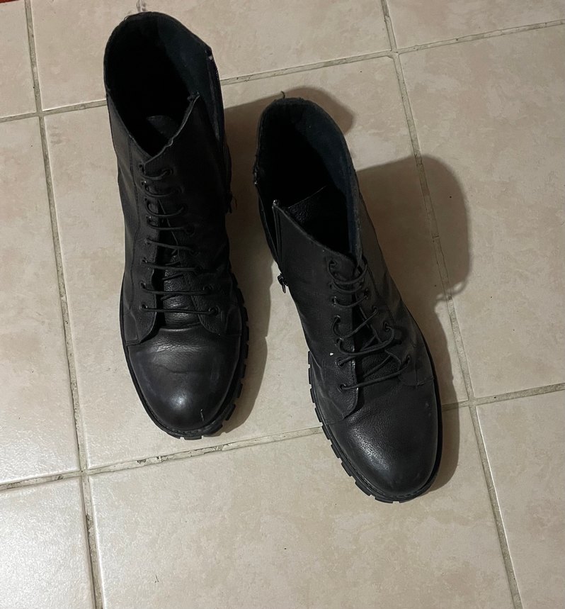 Siyah Deri Bağcıklı Bot - Görsel 3