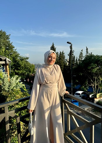 Bej Kadın Uzun Kollu Uzun Tulum - Görsel 3