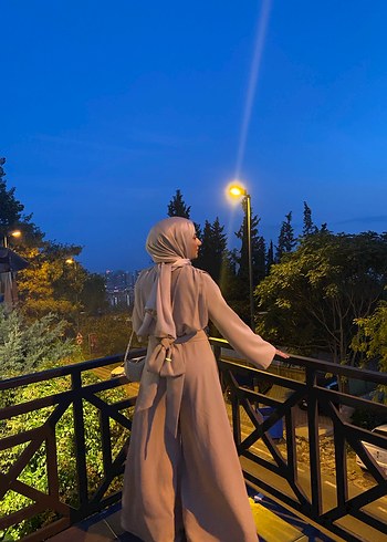 Bej Kadın Uzun Kollu Uzun Tulum - Görsel 5