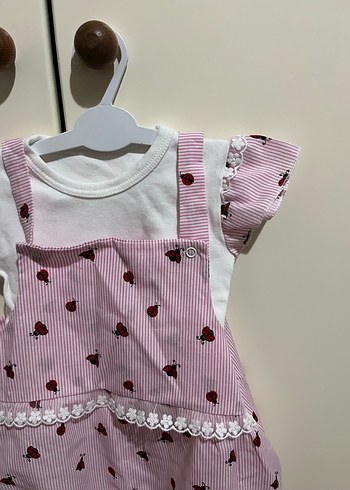 Dantel Detaylı Pembe Desenli Bebek Tulumu - Görsel 2