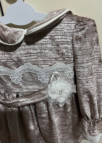 Kız Çocuk Vintage Düğmeli Uzun Kollu Elbise - Görsel 2