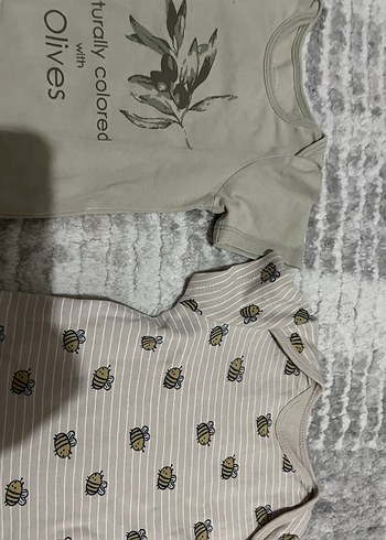 Gri Kısa Kollu Bebek Body, Düğmeli - Görsel 2