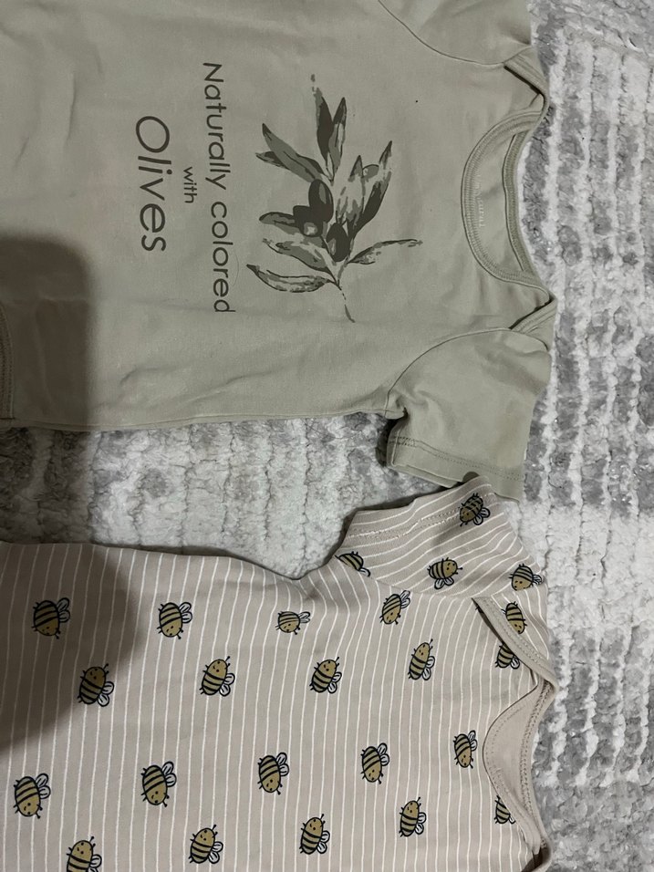 Gri Kısa Kollu Bebek Body, Düğmeli - Görsel 3