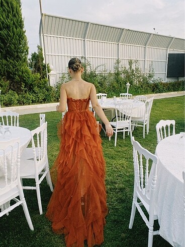 s Beden turuncu Renk Alfa beta abiye elbise