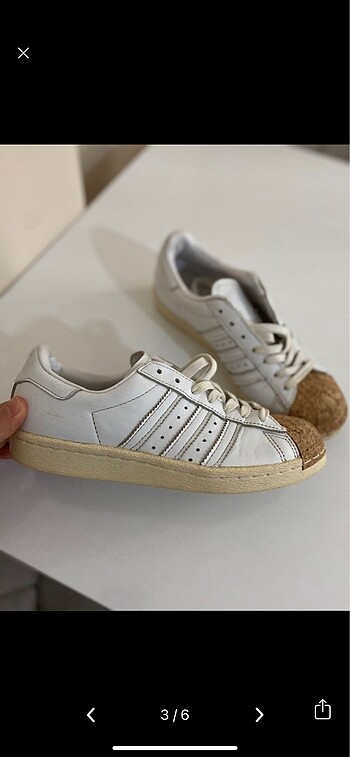 37 Beden beyaz Renk ADİDAS SUPERSTAR 80s cork