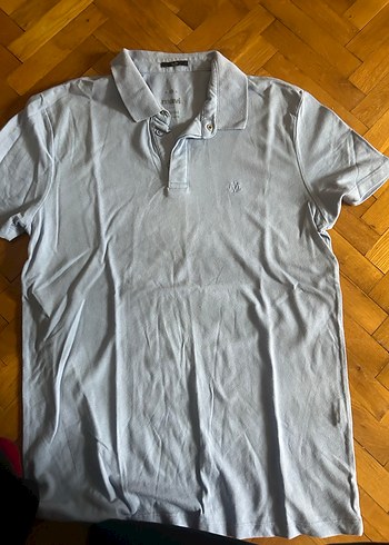 s Beden Gri Denim Erkek Polo Tişört