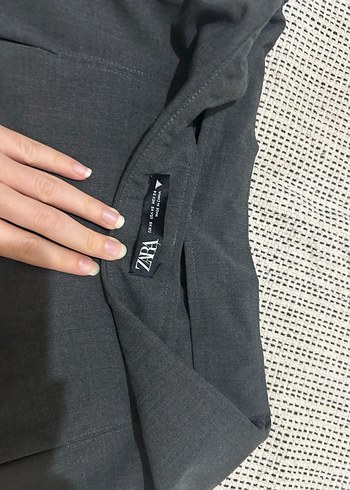 Zara Gri Pileli Şort Etek