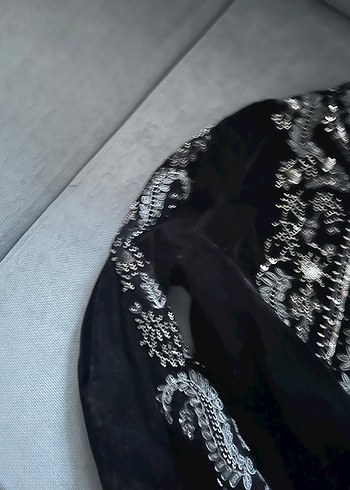 Zara Zara Uzun Siyah Payetli Kadın Ceket