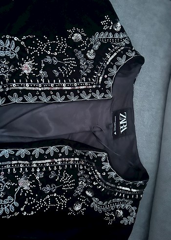 xs Beden siyah Renk Zara Uzun Siyah Payetli Kadın Ceket