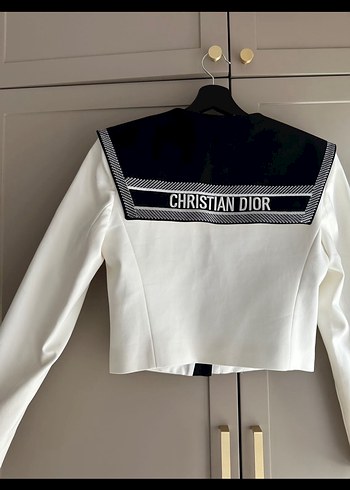 Dior Düğmeli Beyaz Mini Kadın Blazer