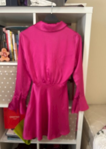 Zara Parlak Pembe Midi Kadın Elbise - Görsel 4