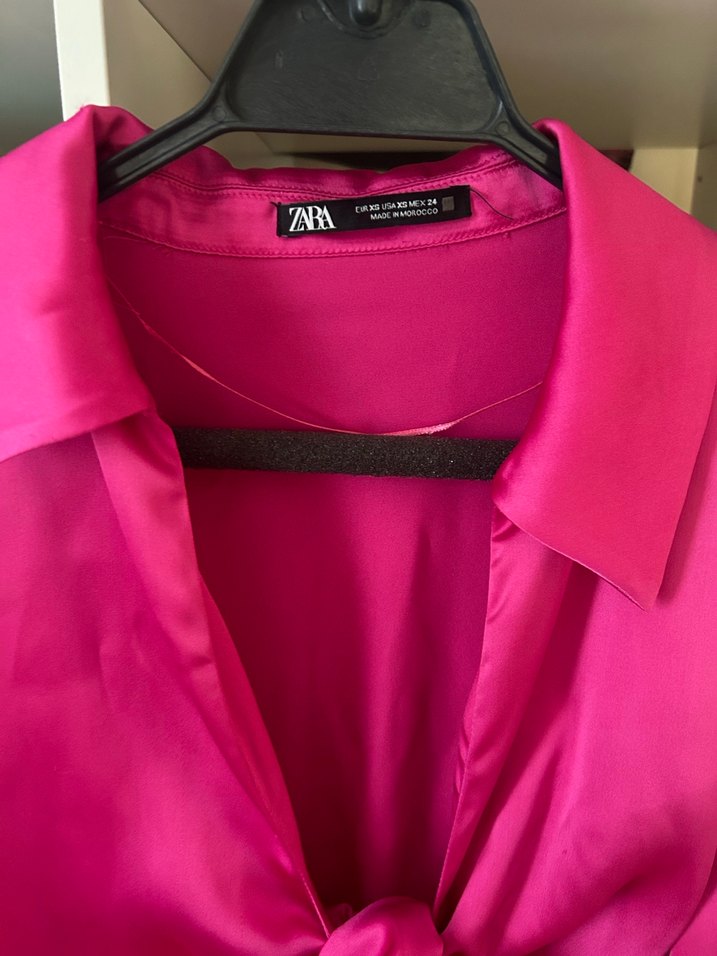 Zara Parlak Pembe Midi Kadın Elbise - Görsel 2