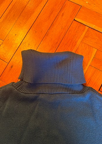 Mavi Kısa Kollu Balıkçı Yaka Triko Kadın Kazak - Görsel 2