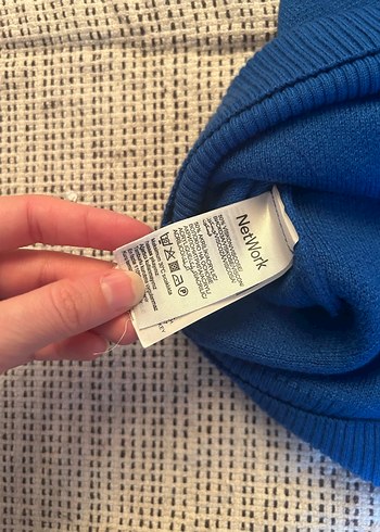 Mavi Kısa Kollu Balıkçı Yaka Triko Kadın Kazak - Görsel 5