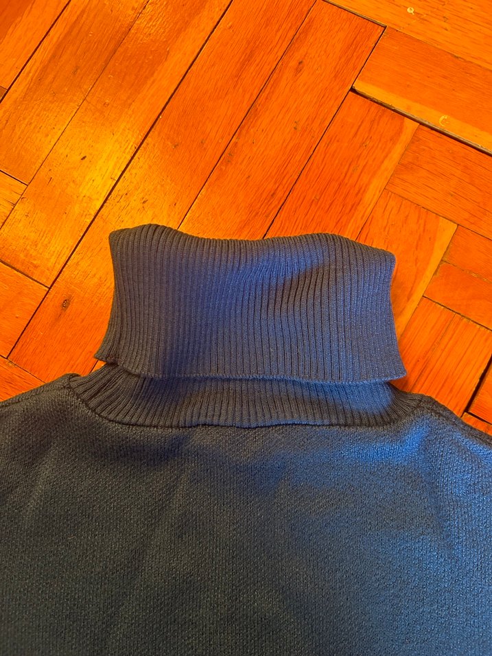 Mavi Kısa Kollu Balıkçı Yaka Triko Kadın Kazak - Görsel 2