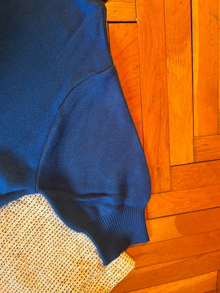 Mavi Kısa Kollu Balıkçı Yaka Triko Kadın Kazak - Görsel 3