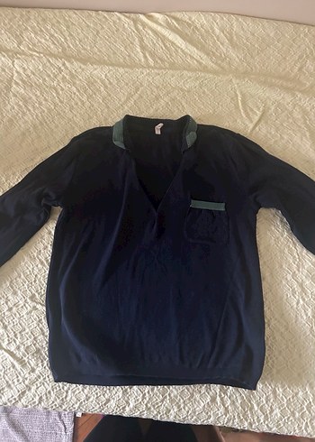 Lacivert Örgü Polo yakalı bluz - Görsel 2