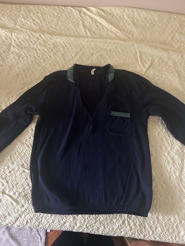 Lacivert Örgü Polo yakalı bluz - Görsel 2