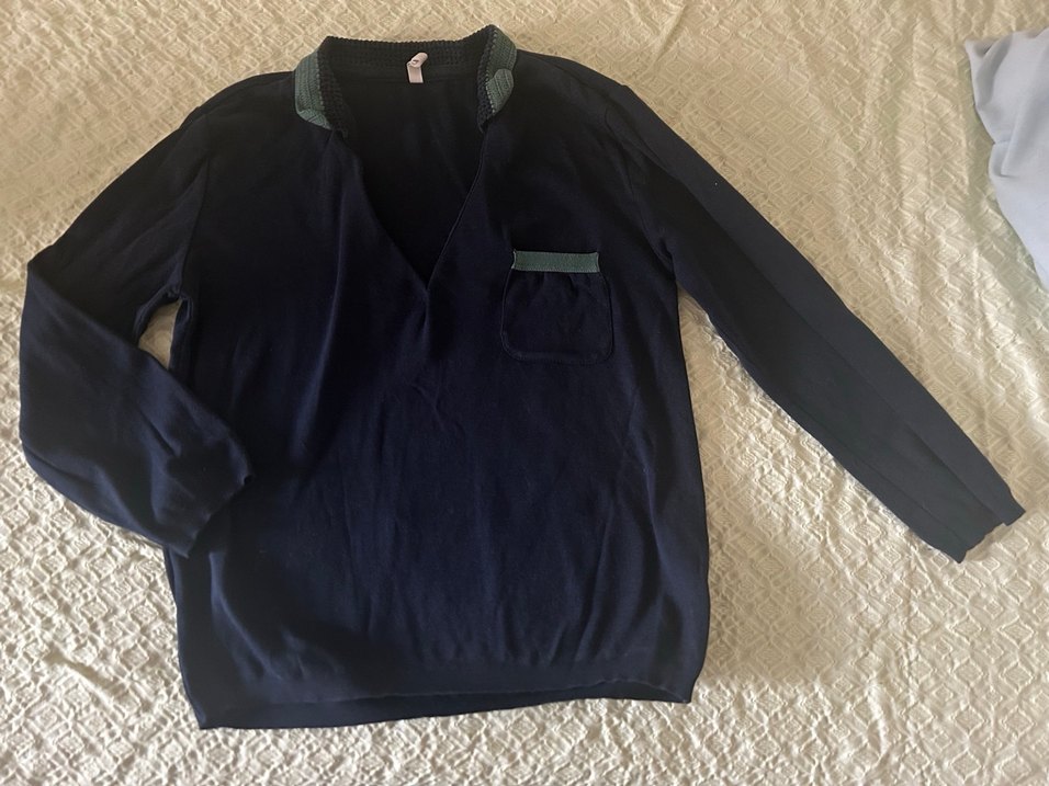 Lacivert Örgü Polo yakalı bluz - Görsel 3