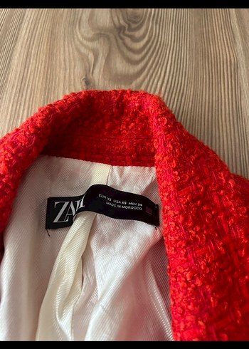 Zara Düğmeli Kırmızı Kadın Blazer Ceket