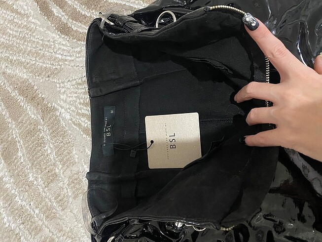BSL FASHION Bsl rugan pantolon etiketli