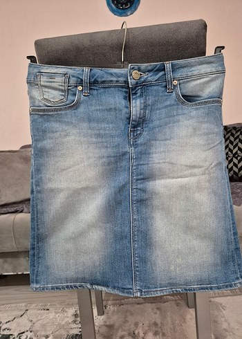 Kadın Mavi Denim Midi Mini Etek