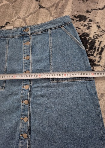 Mavi Jeans Düğmeli Mavi Denim Midi Etek