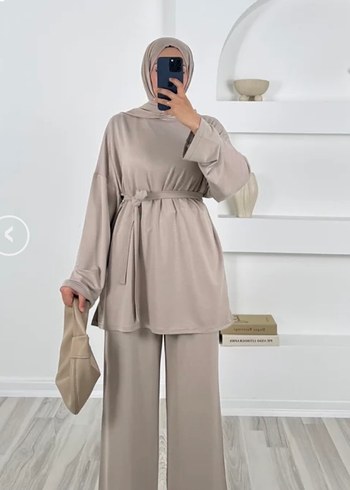 Bej Kadın Salaş Takım Uzun Kollu - Görsel 2