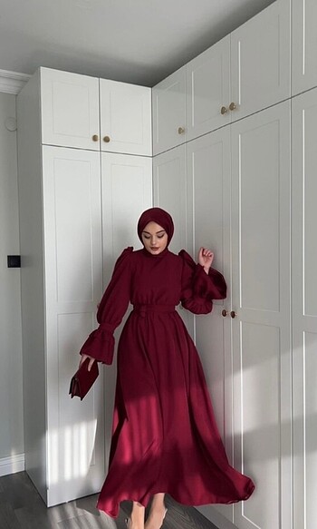 44 Beden Cherry uzun tesettür elbise