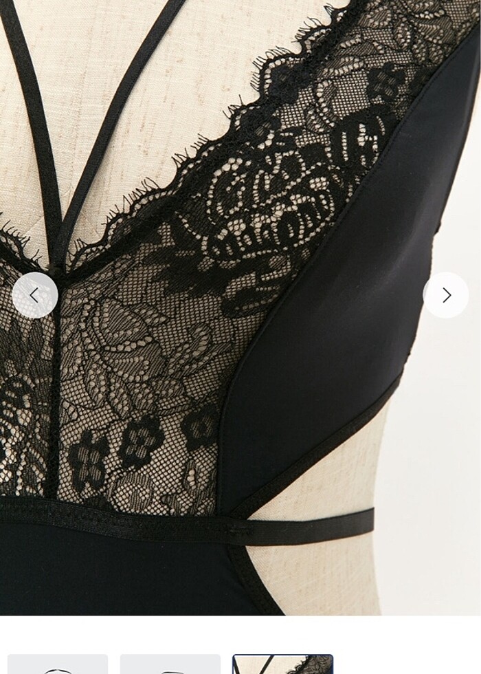 Dantelli çıt çıtlı bodysuit - Görsel 3
