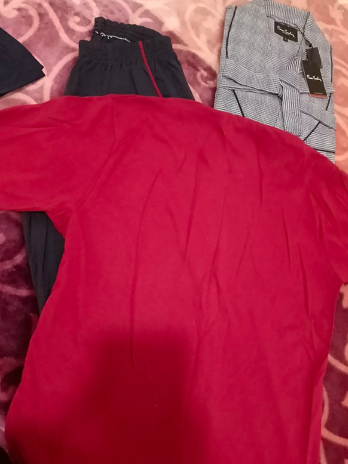 Düğmeli bordo  Erkek Pijama takimi - Görsel 2