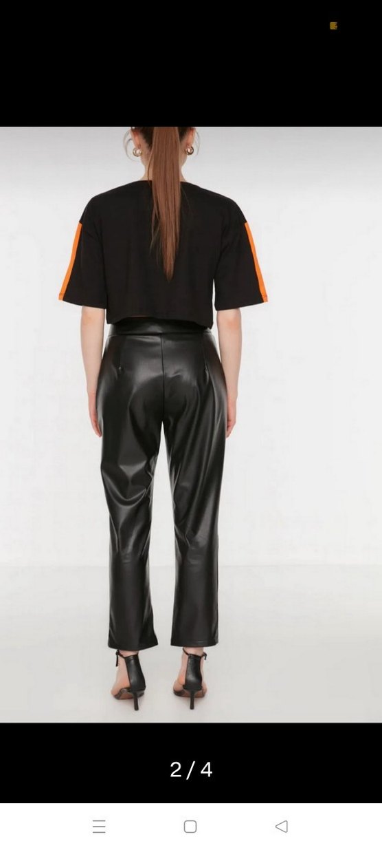 Trendyolmilla Siyah Deri Kemerli Pantolon - Görsel 2