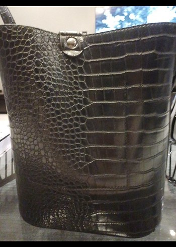 Siyah Yılan Desenli Deri Kadın Çanta - Görsel 2